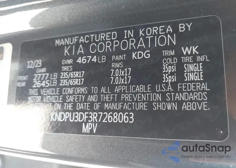 2024 Kia Sportage Lx z USA, uszkodzony, nr VIN KNDPU3DF3R7268063